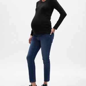 GAP Maternity True Waistband Full Panel Vintage Slim Jeans - Dark Indigo